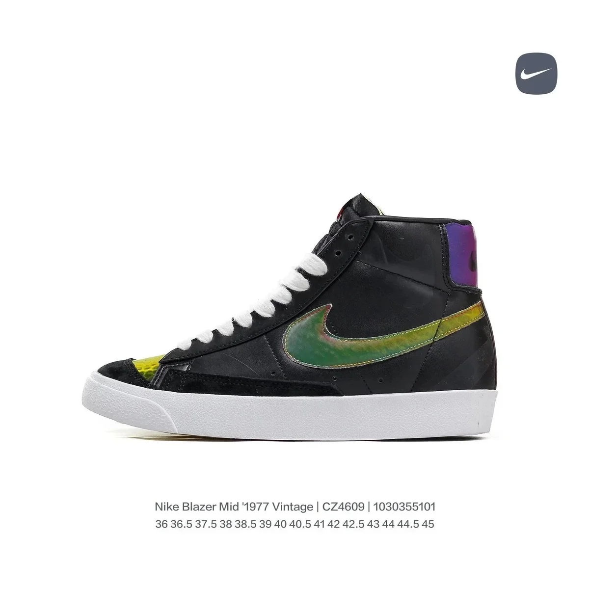 Nike Nike Blazer Mid '1977 Vintage' Black/Iridescent Green Sneakers Black