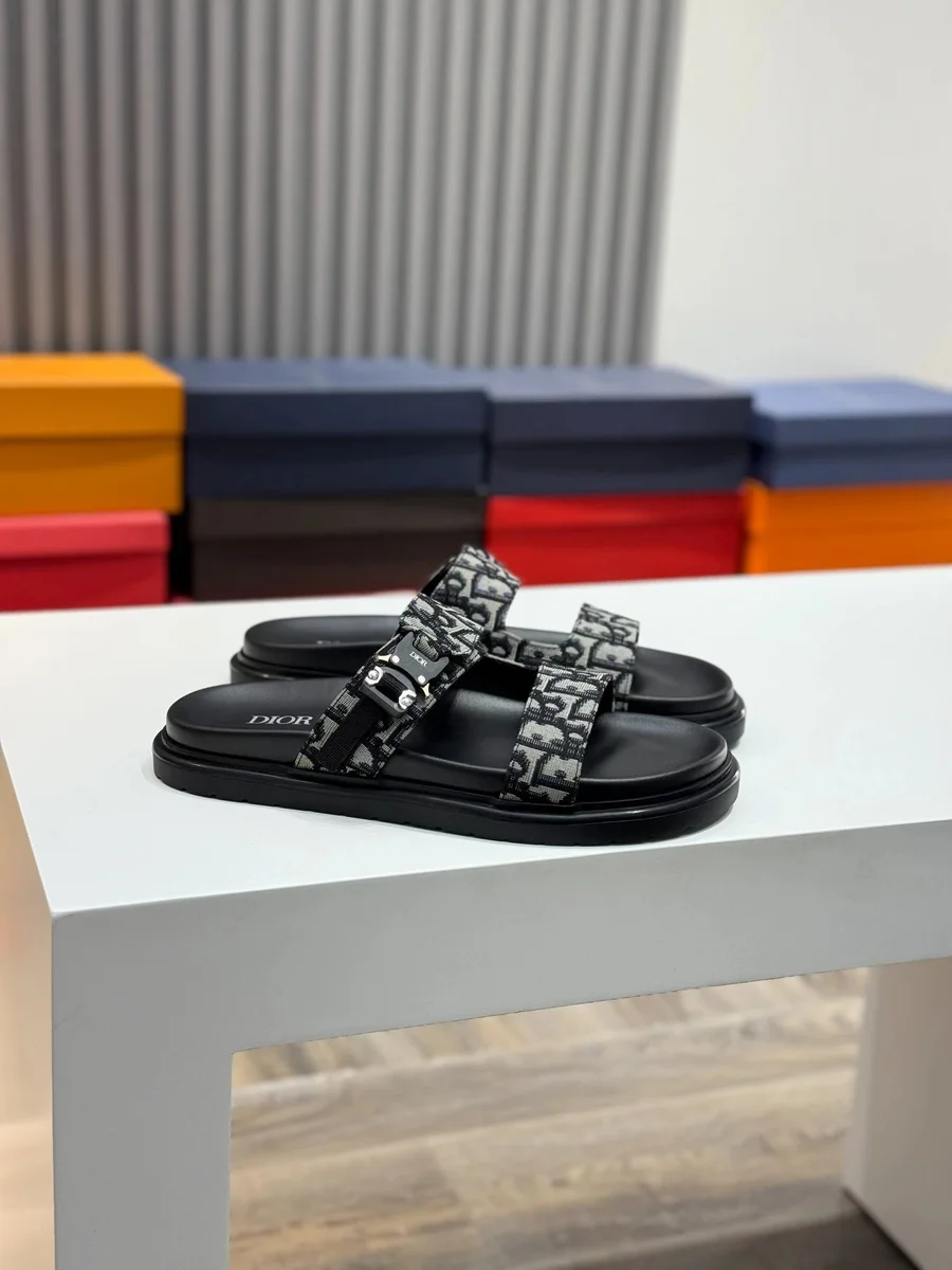 Dior Dior Lady Dior Monogram Buckle Sandals Black Black - 1