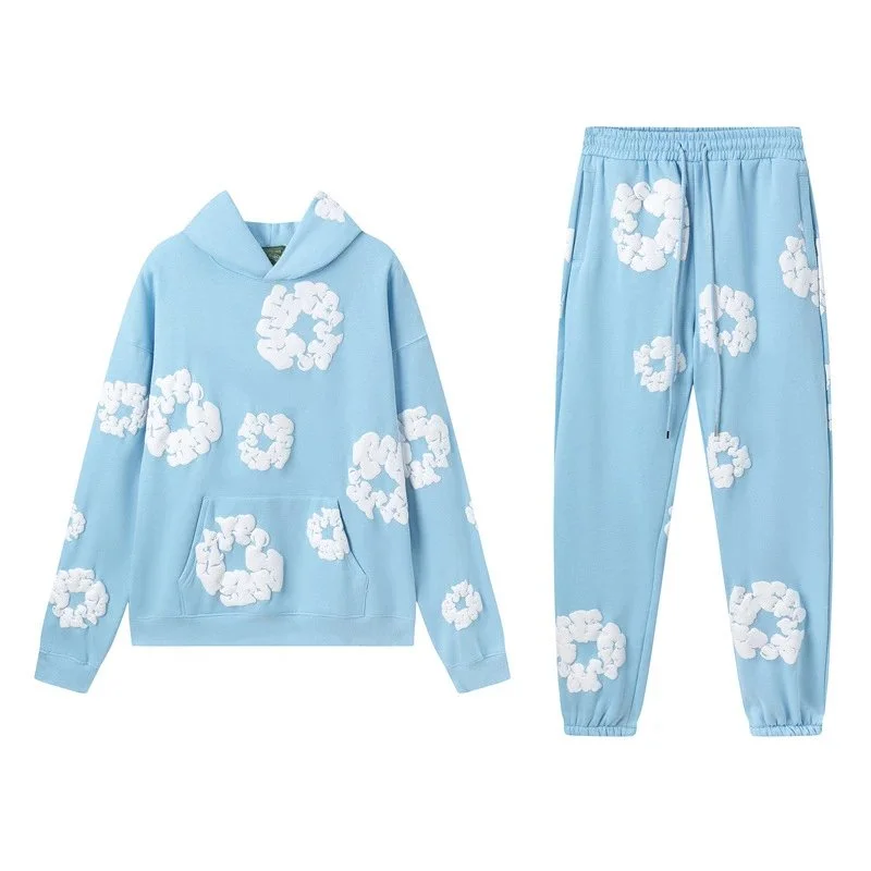 Other Unisex Cloud Print Tracksuit in Sky Blue Blue - 1