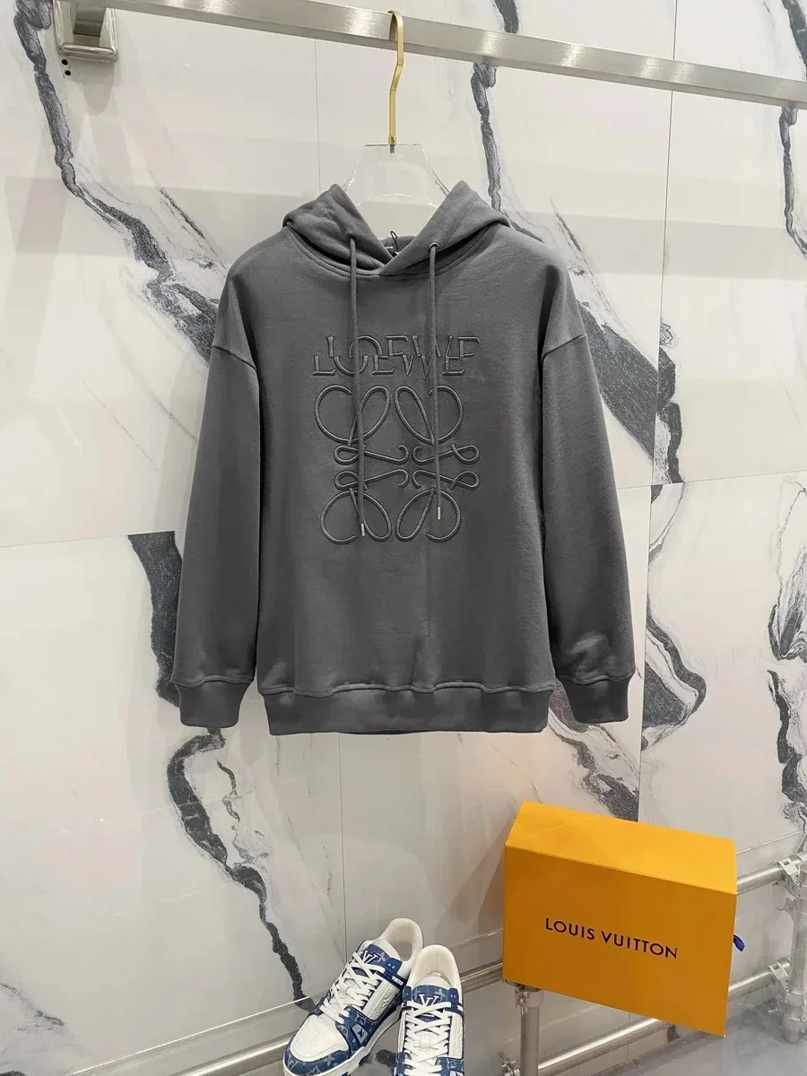Loewe Loewe Anagram Charcoal Grey Hoodie Grey
