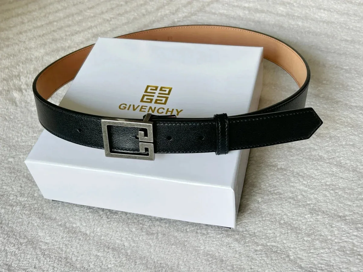 Givenchy Givenchy Black Leather Belt with Silver Buckle Black - 1