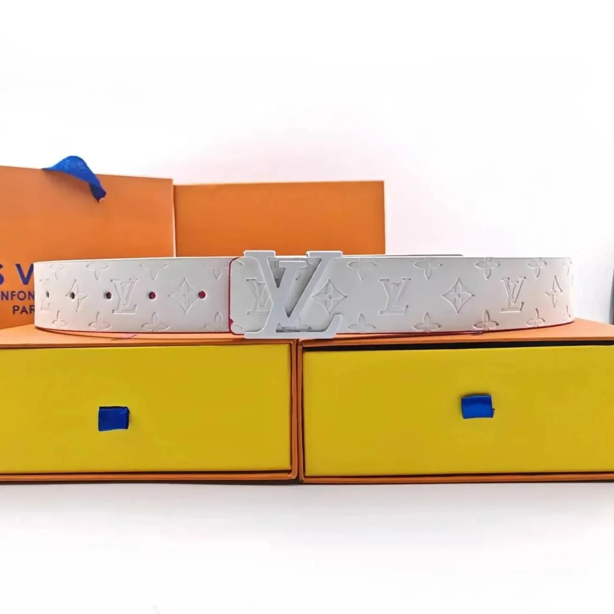 Louis Vuitton Louis Vuitton Monogram White Belt White