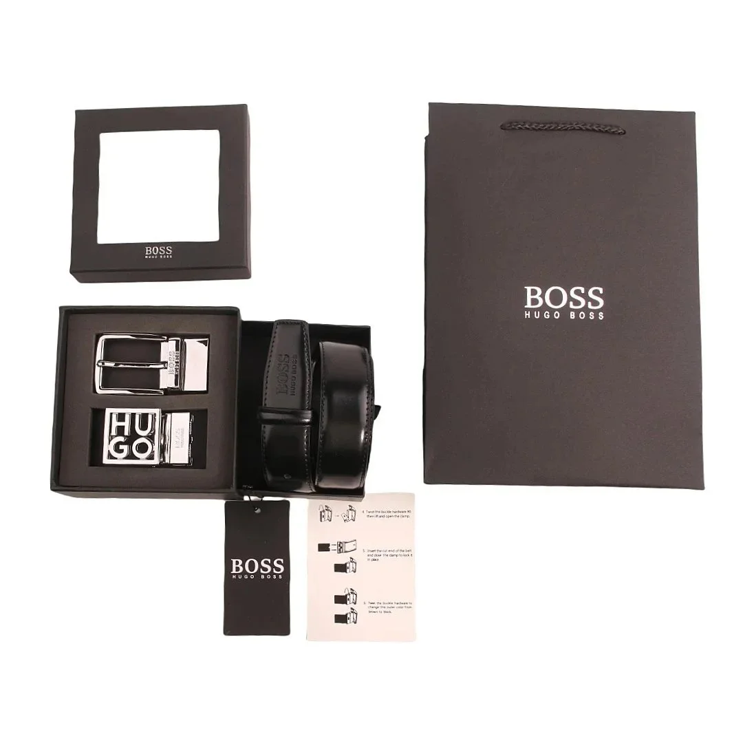 Hugo Boss Hugo Boss Black Leather Belt Set Black - 1