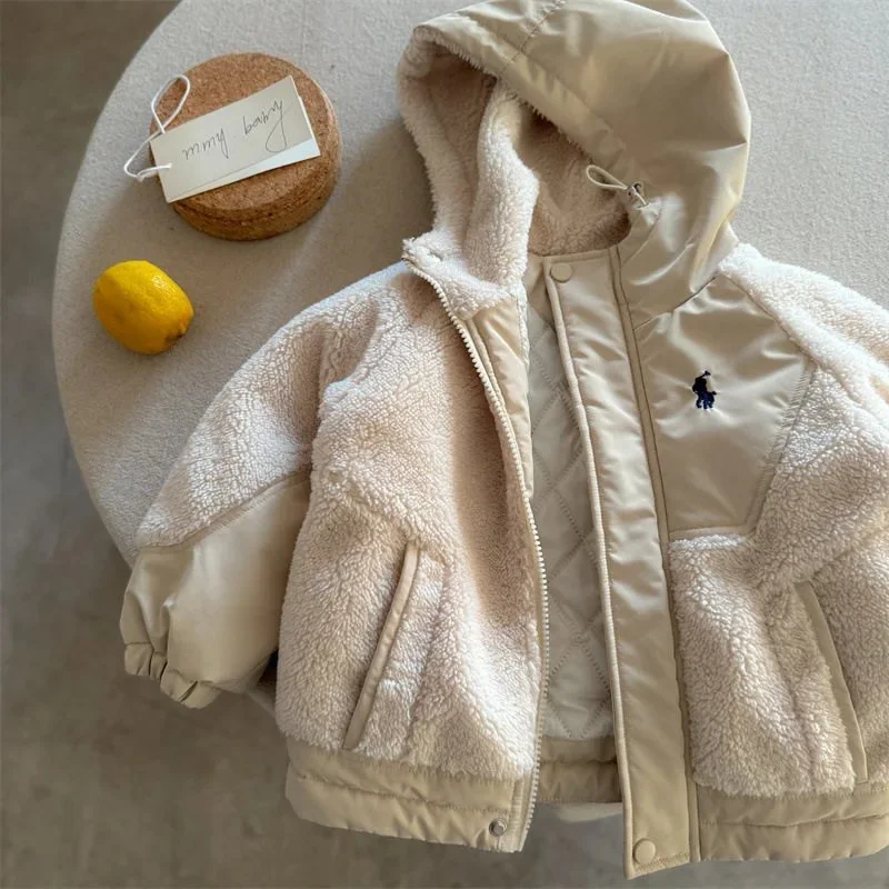Polo Ralph Lauren Polo Ralph Lauren Cream Fleece Hooded Coat Cream - 1