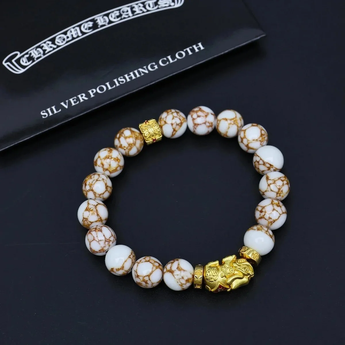 Chrome Hearts Chrome Hearts White & Gold Bead Bracelet White - 1