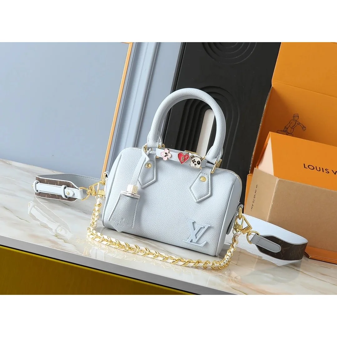 Louis Vuitton Louis Vuitton Speedy M24606-1 Pale Blue Handbag Blue