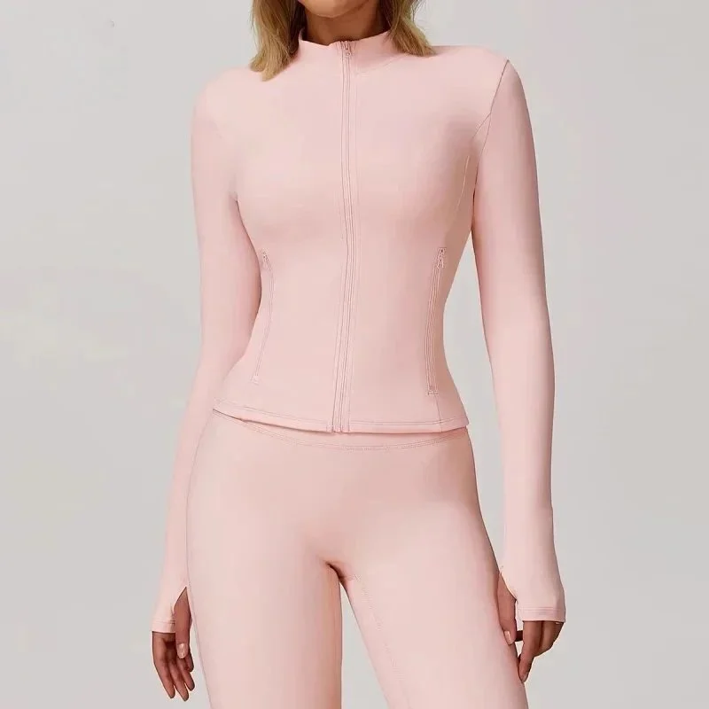 Other Peach Pink Long Sleeve Zip-Up Top Pink - 1