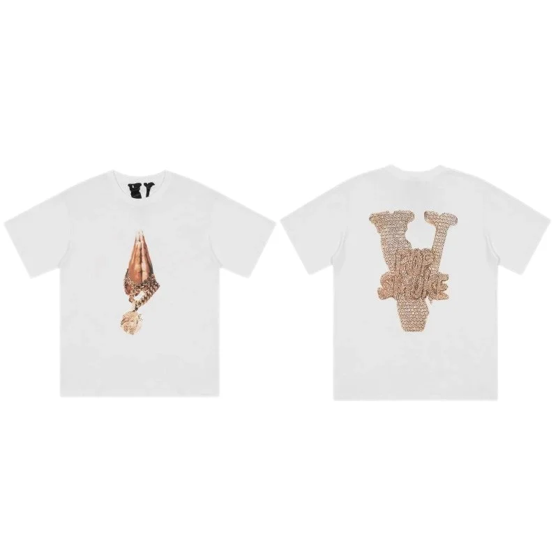 VLONE VLONE Prayer Hands V Logo White T-Shirt White - 1