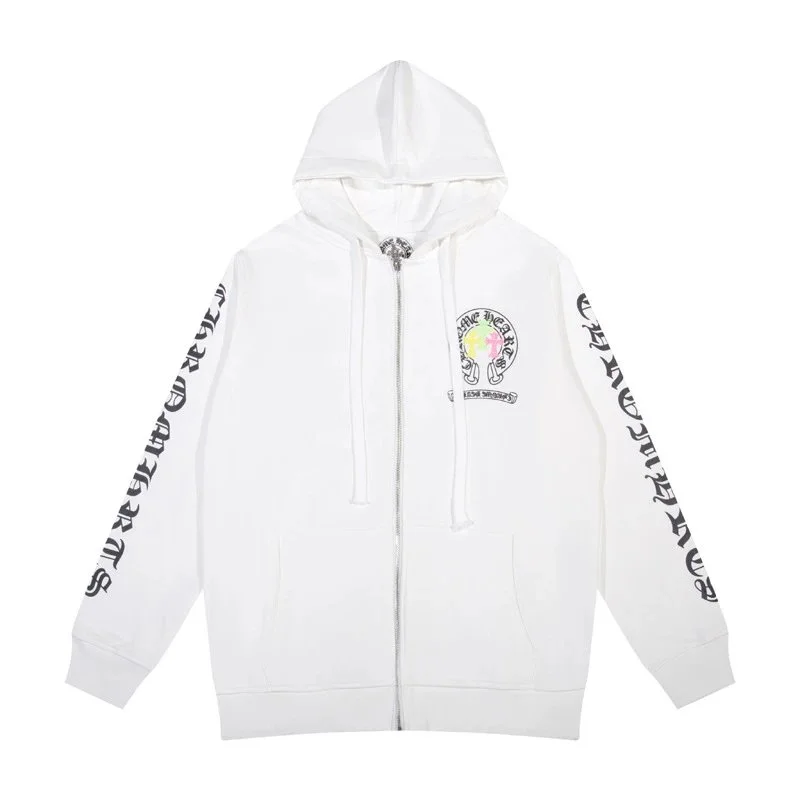 Chrome Hearts Chrome Hearts Cemetery Cross White Zip-Up Hoodie White