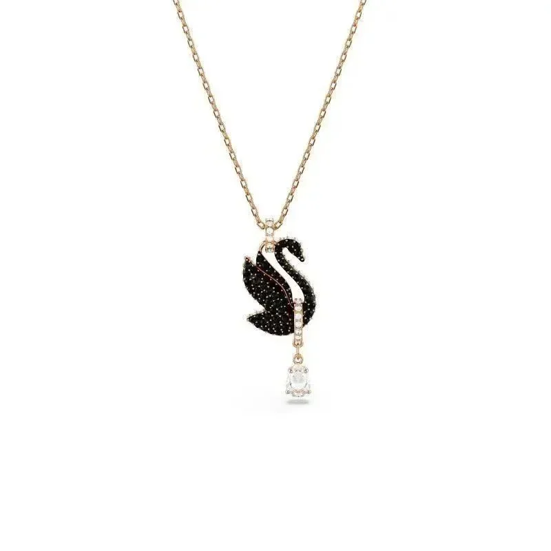 Swarovski Swarovski Swan Black Crystal Necklace Black