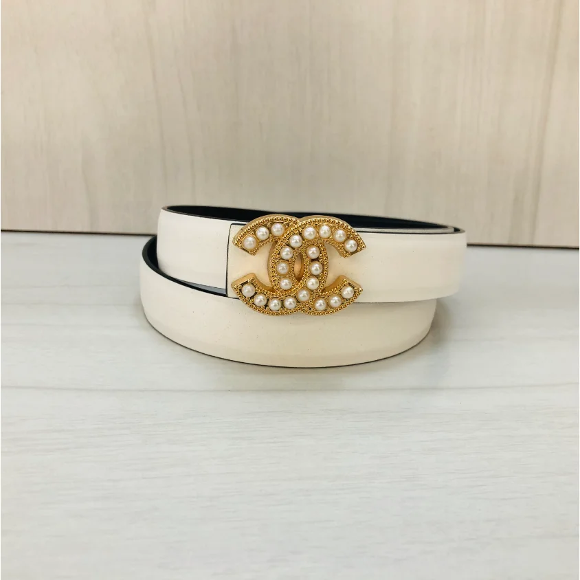 Chanel Chanel A-5 White Pearl Embellished Belt White