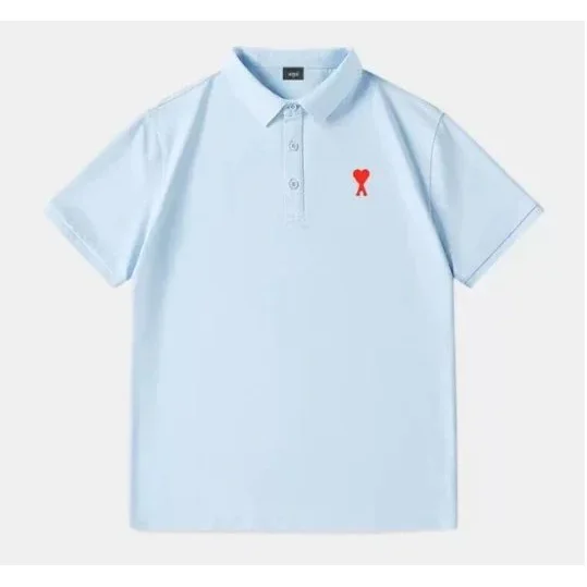 Ami Paris AMI Light Blue AMI de Coeur Polo Shirt Blue - 1