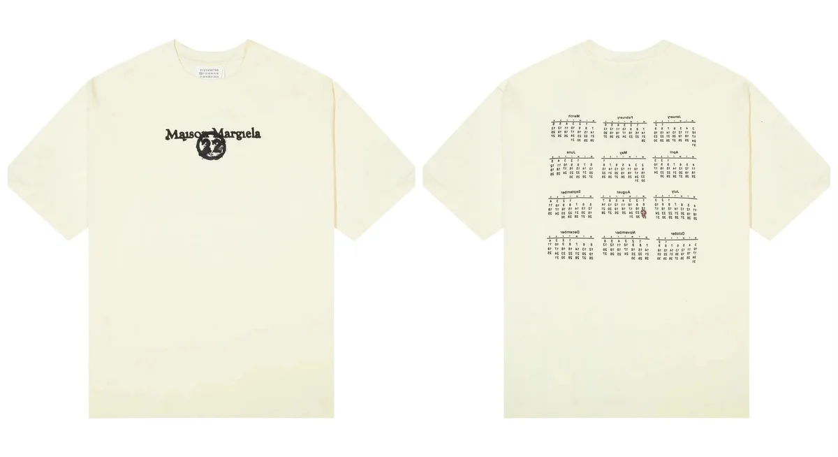 Maison Margiela Maison Margiela Calendar Print T-Shirt Beige 14 T-Shirts Beige - 1