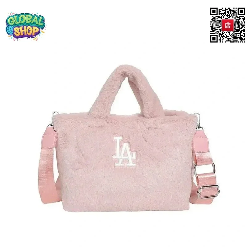 Other Pink Faux Fur LA Logo Tote Bag Pink - 1