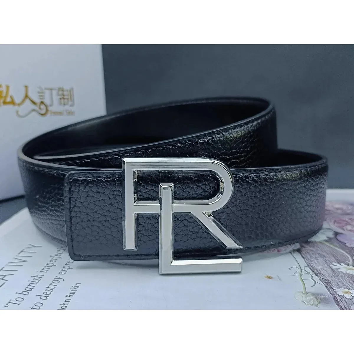 Polo Ralph Lauren Ralph Lauren RL Monogram Belt Black Leather Belt Black - 1