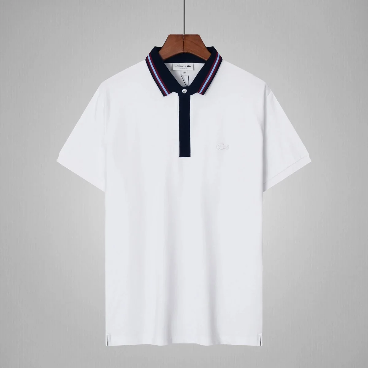 Lacoste Lacoste L.12.12 White/Navy Stripe Collar Polo Shirt White