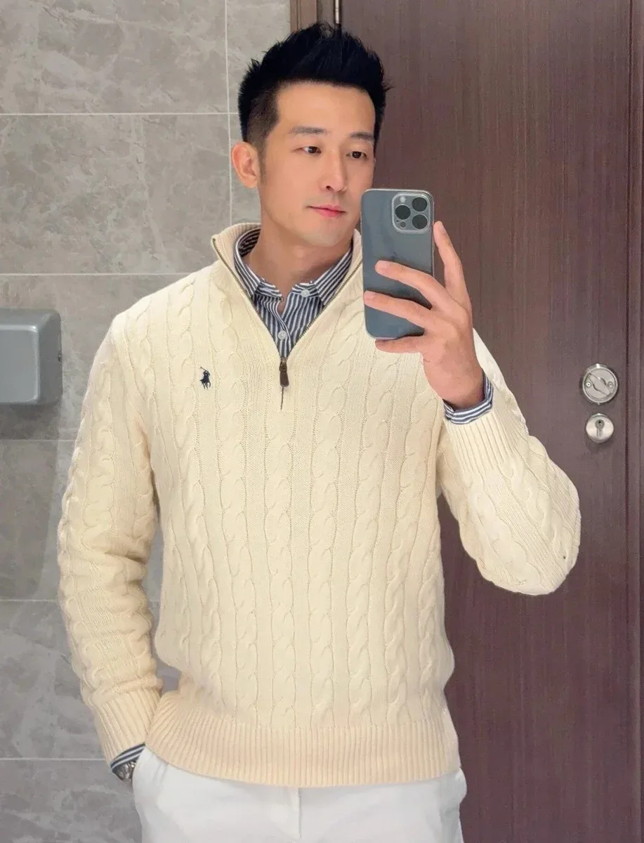 Polo Ralph Lauren Polo Ralph Lauren Cable Knit Half-Zip Sweater Cream Cream - 1