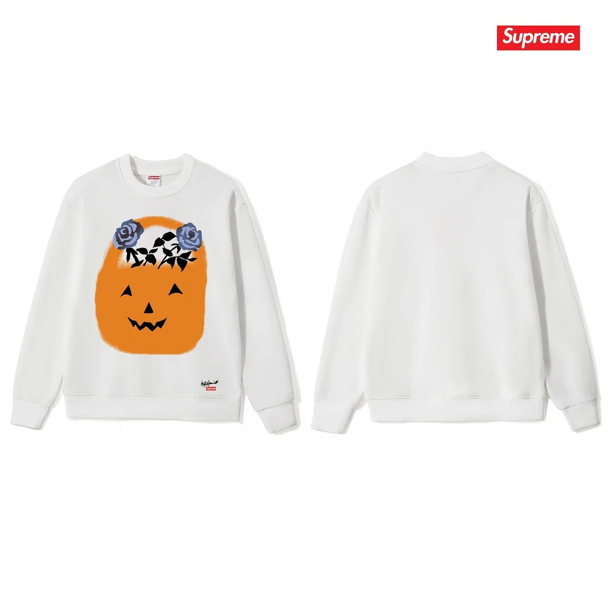 Supreme Supreme White Pumpkin Print Crewneck Sweatshirt White - 1
