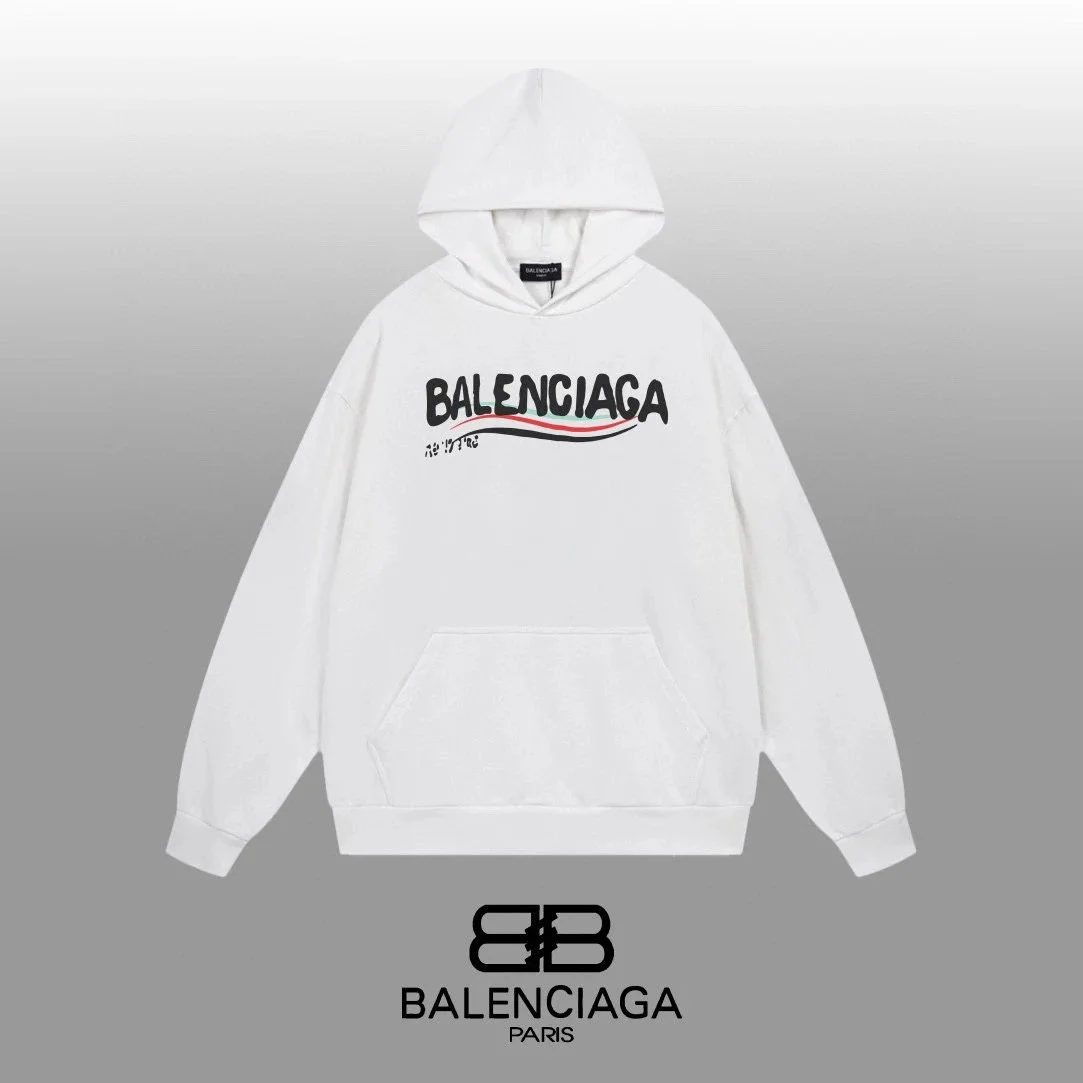 Balenciaga Balenciaga White BA Logo Hoodie White - 1