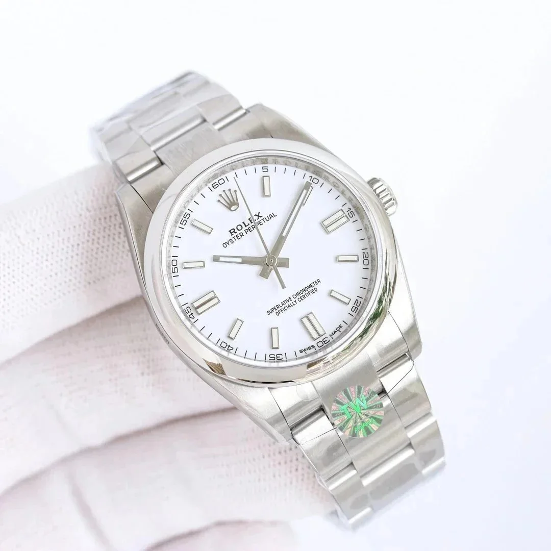 Rolex Rolex Oyster Perpetual Stainless Steel White Dial Watch Silver