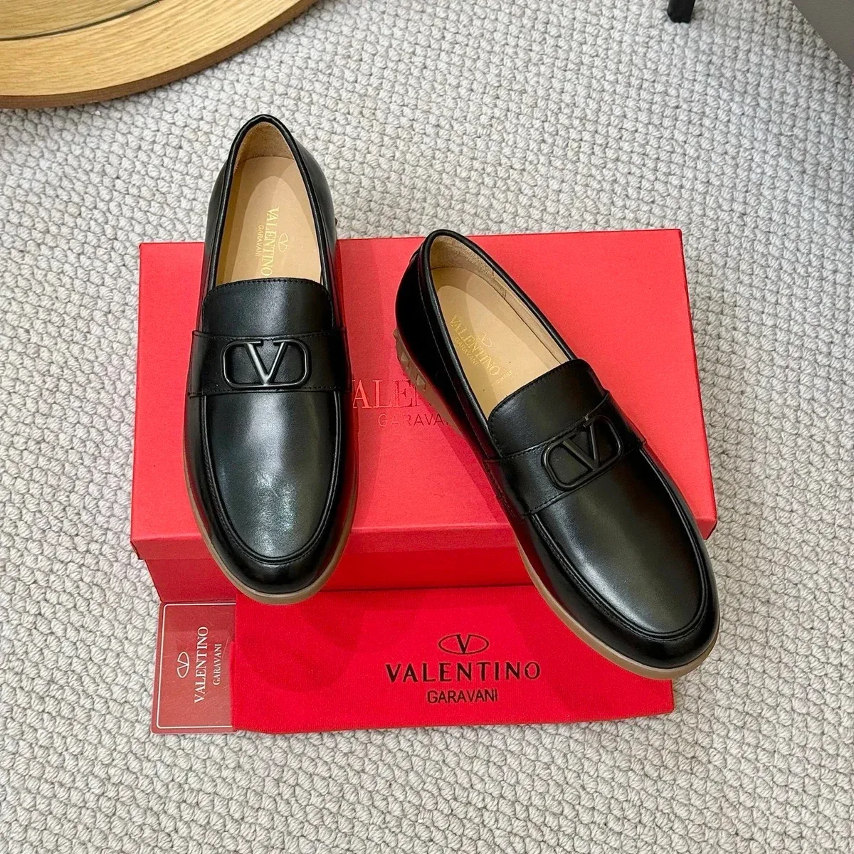 Valentino Rockstud V Logo Loafers Black Leather Shoes — Oopbuy Spreadsheet find