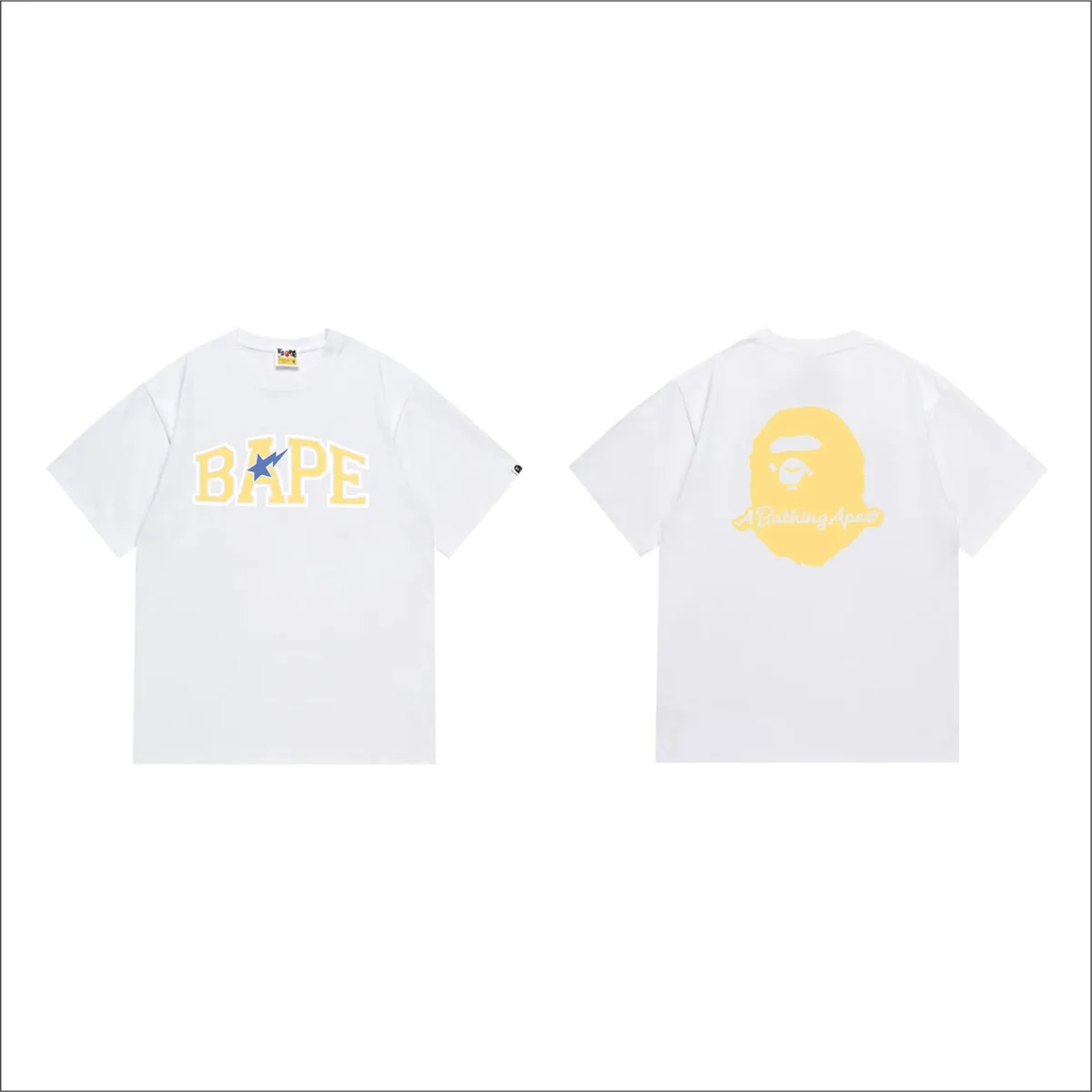 A Bathing Ape A Bathing Ape BAPE STA White with Yellow Logo T-Shirt White - 1