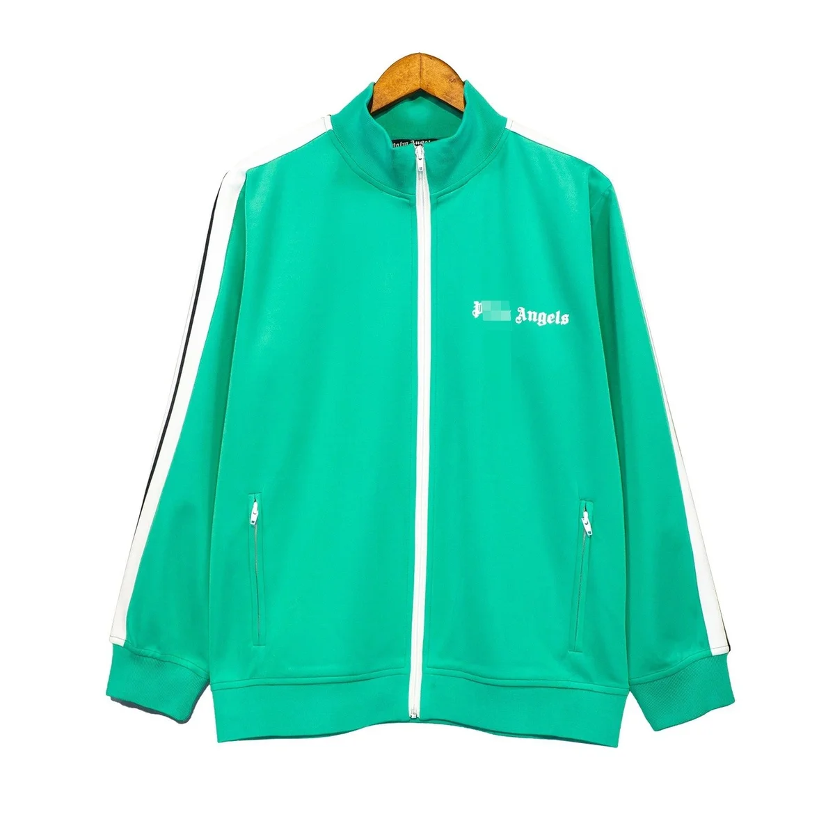 Palm Angels Palm Angels Track Green/White Zip-Up Track Jacket Green