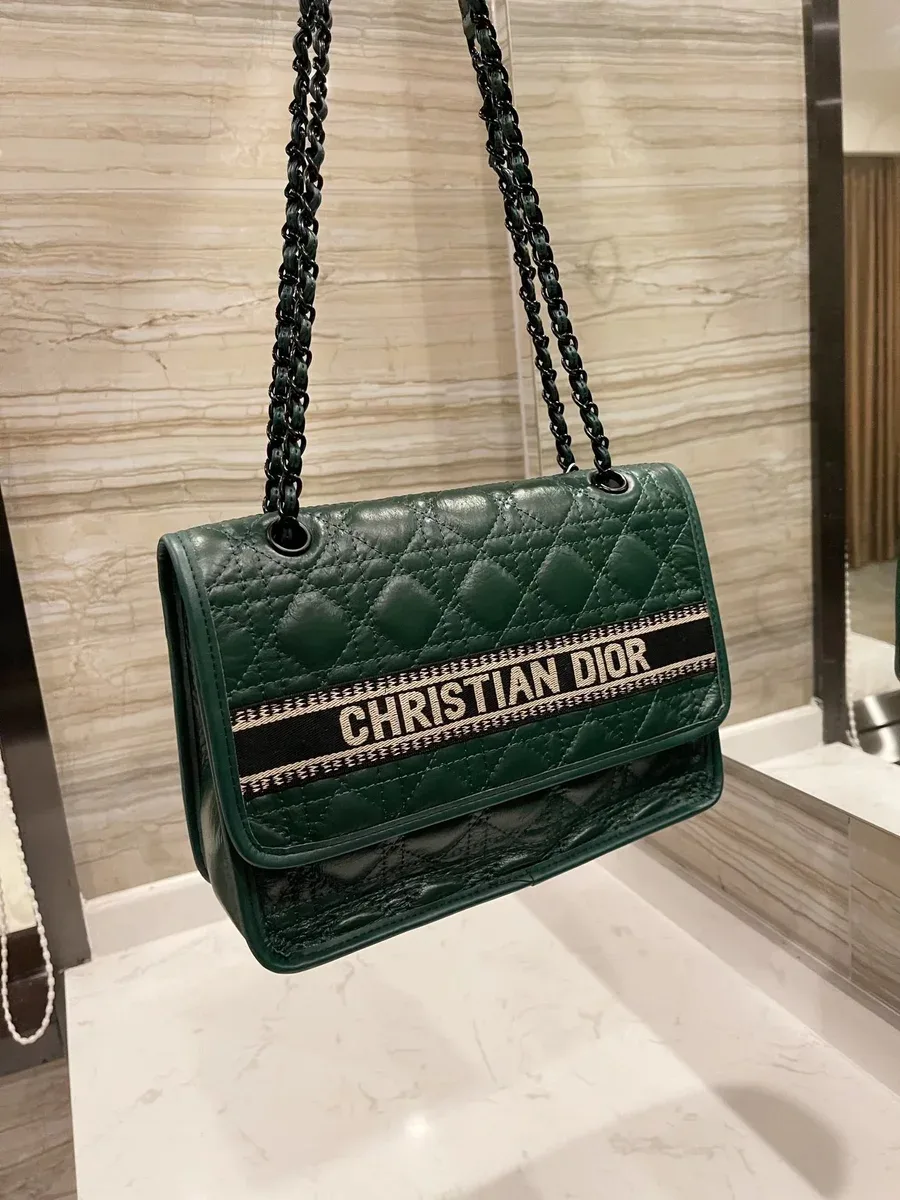 Dior Dior Lady Dior Green Quilted Leather Shoulder Bag Green - 1