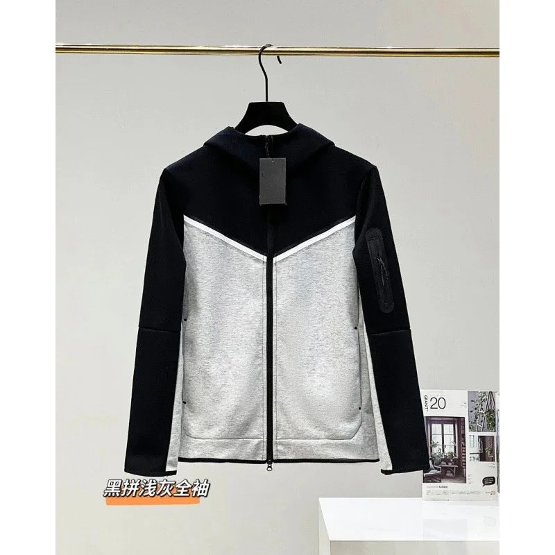 Other Black/Light Gray Color Block Hooded Zip Jacket Grey - 1