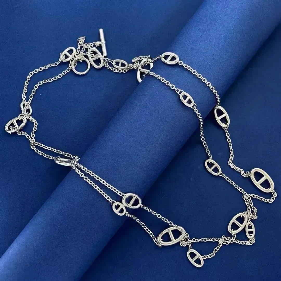 Hermès Hermès H Silver Logo Chain Necklace Silver