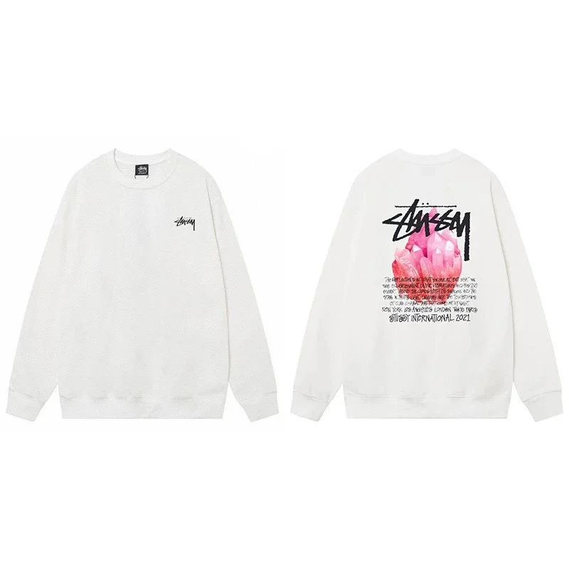 Stussy Stussy Crystal Print Crewneck Sweatshirt White White - 1
