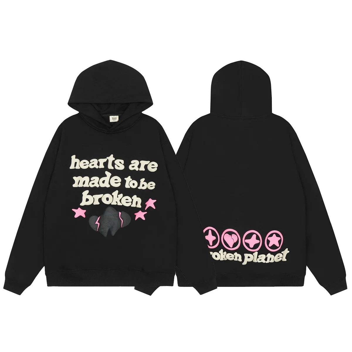 Broken Planet Broken Planet Black/Pink Hearts Made to Be Broken Hoodie Black - 1