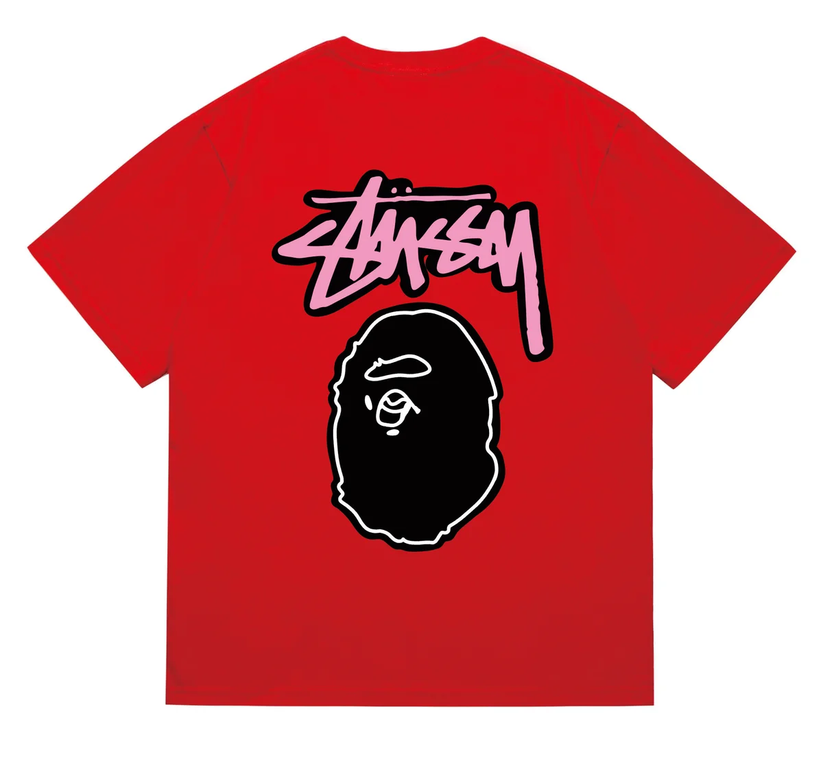 Stussy Stussy x BAPE Basic Logo Red T-Shirt Red
