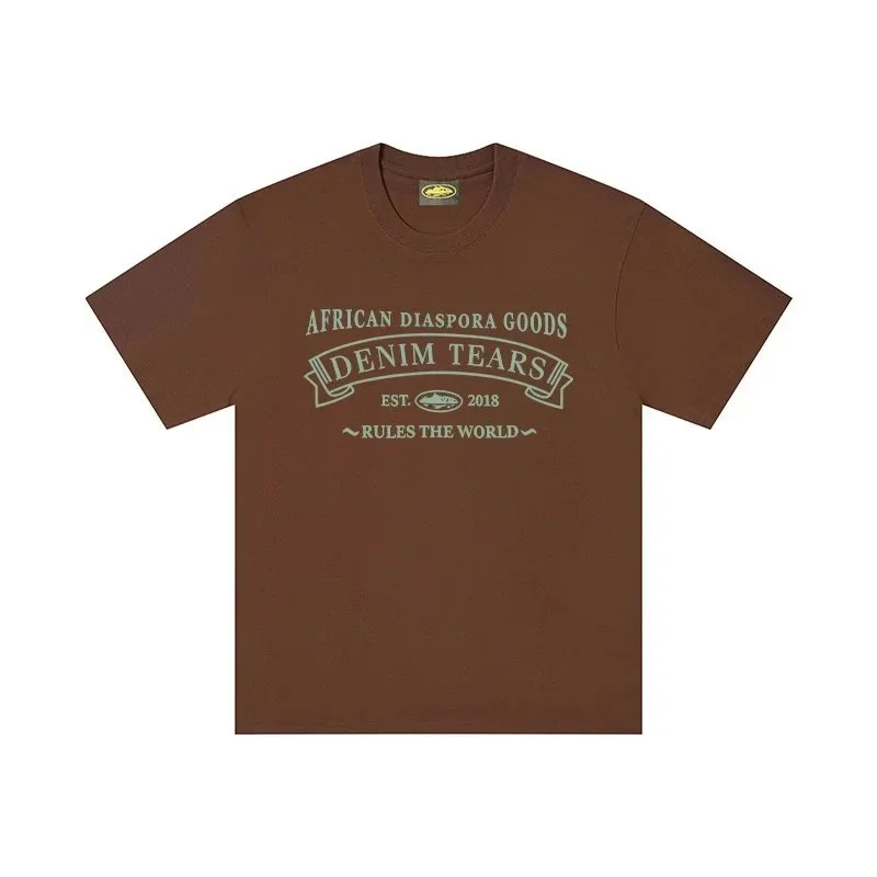 Other Unisex African Diaspora Goods Denim Tears Brown T-Shirt Brown - 1