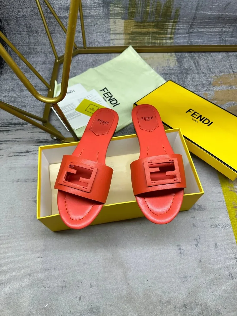 Fendi Fendi FF Logo Red Slides Sandals Red
