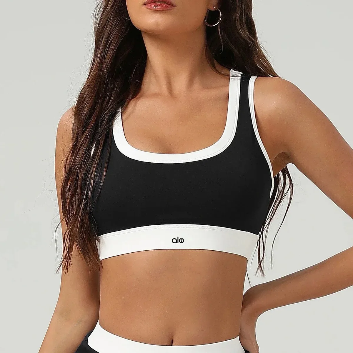 Alo Yoga Alo Black & White Sports Bra Black - 1
