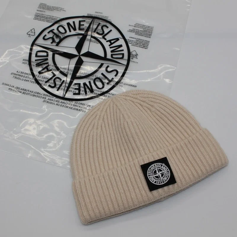 Stone Island Stone Island Beige Compass Logo Knit Beanie Beige