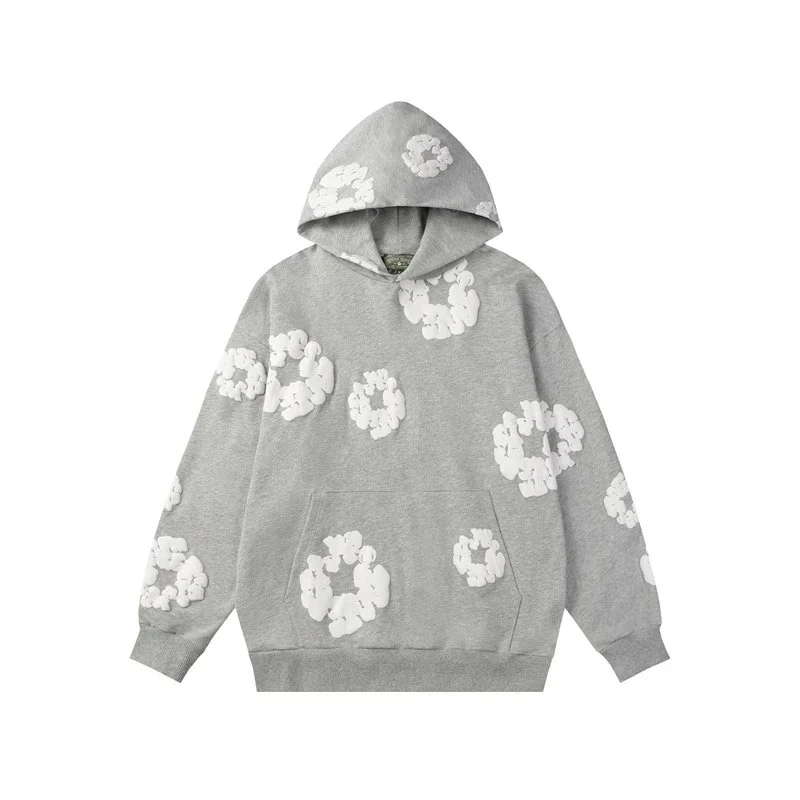 Other 1灰色 Cloud Print Hoodie Sweatshirt Grey - 1