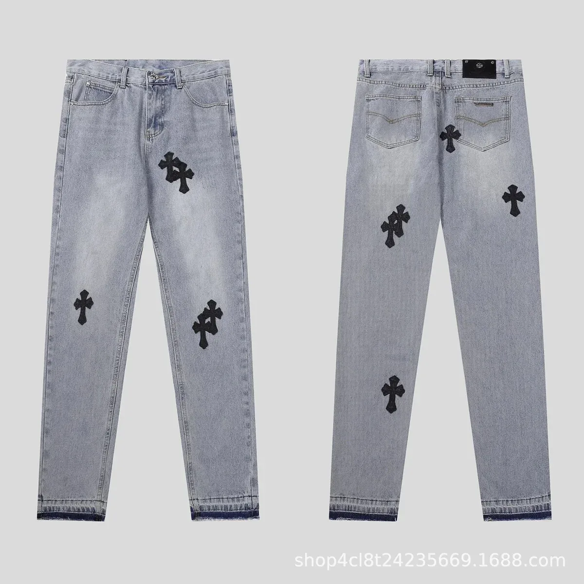 Chrome Hearts Chrome Hearts CH Cross Light Wash Jeans Blue