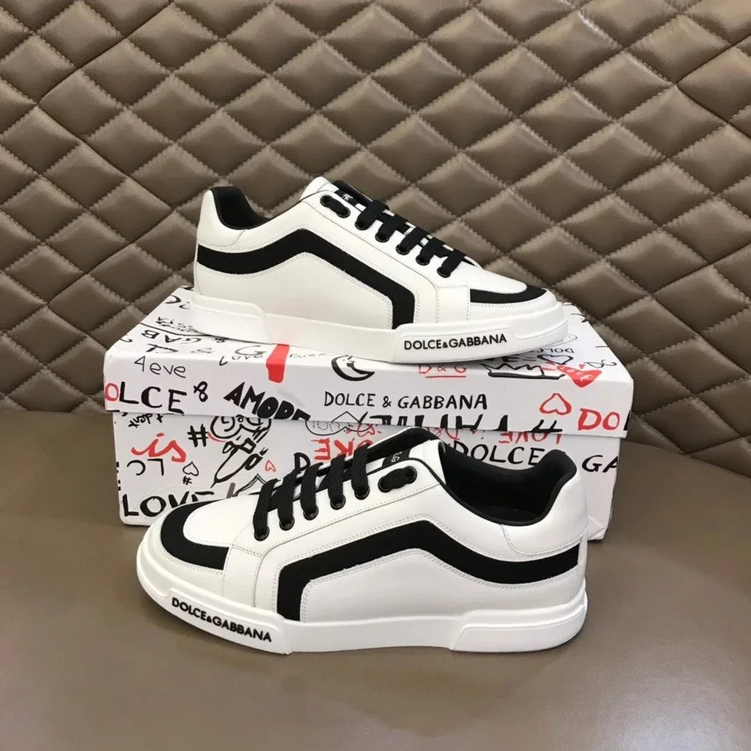 Dolce & Gabbana Dolce & Gabbana White & Black Leather Sneakers White - 1