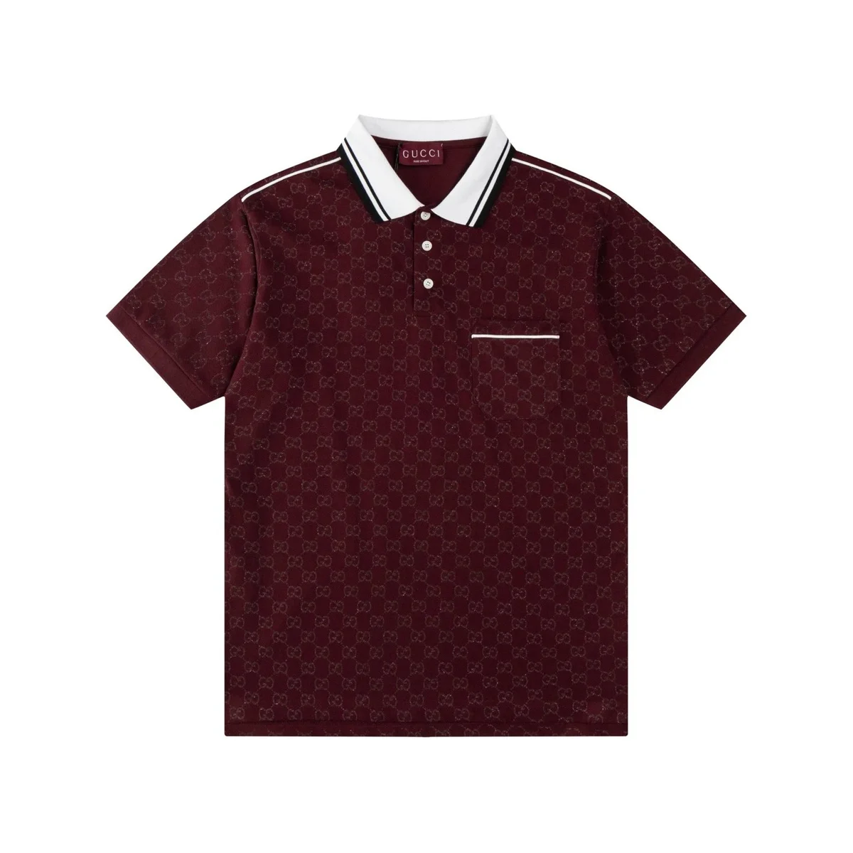 Gucci Gucci GG Monogram Polo Shirt Burgundy Red - 1