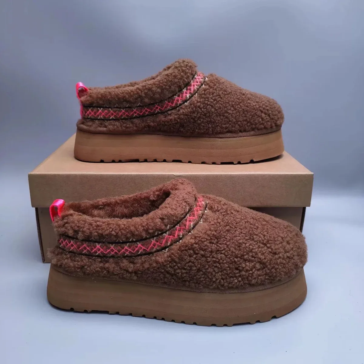 UGG UGG Classic Short Brown Pink Trim Slippers Brown