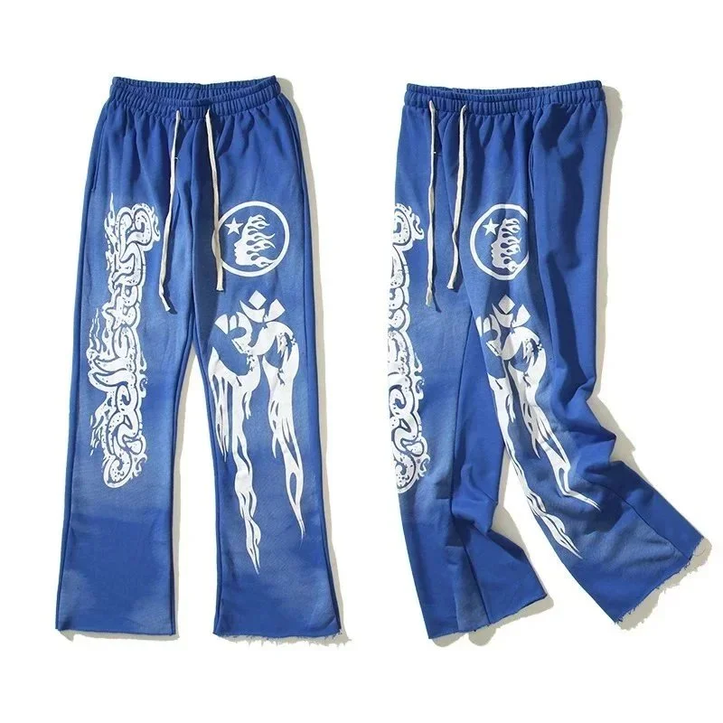 Palm Angels Palm Angels Flames Blue/White Sweatpants Blue