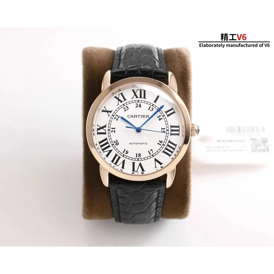 Cartier Cartier Ronde de Cartier White Dial Black Strap Automatic Watch White