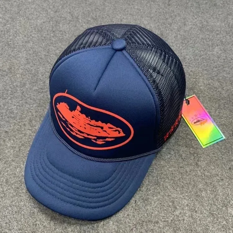 Other Trucker Hat with Orange Wave Graphic Navy Blue Navy - 1