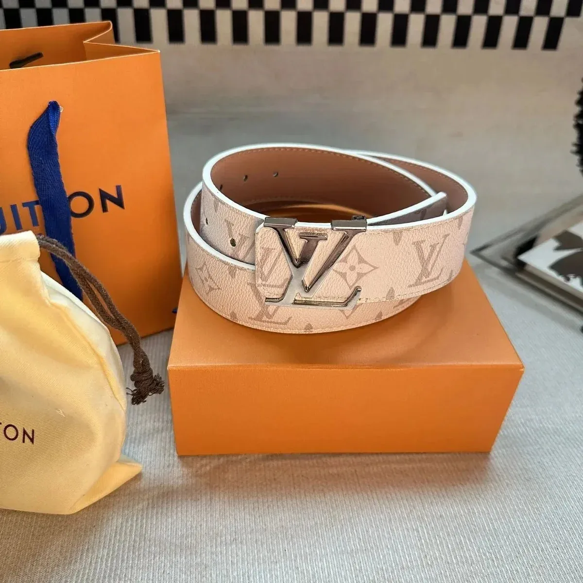 Louis Vuitton Louis Vuitton Monogram Beige Belt Beige