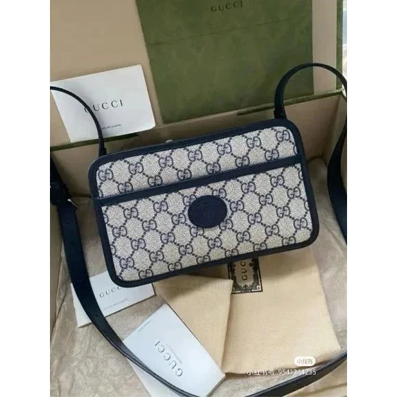 Gucci Gucci GG Supreme Beige/Blue Crossbody Bag Beige - 1