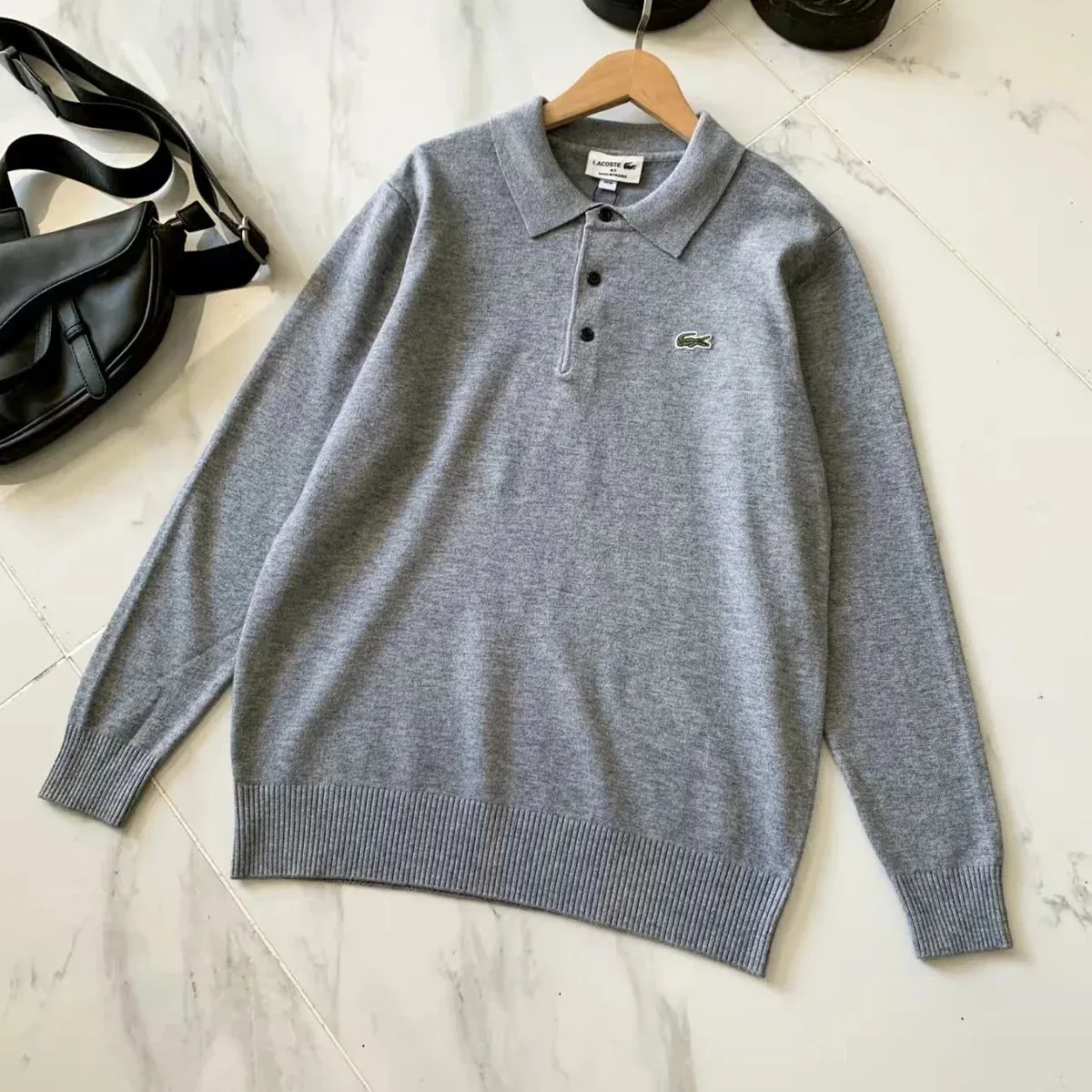 Lacoste Lacoste Grey Crocodile Polo Sweater Grey