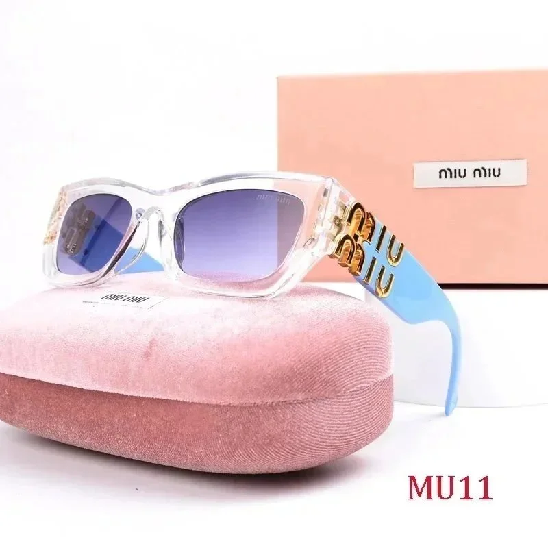 Miu Miu Miu Miu MU11 Transparent Frame Sunglasses with Gold Accents Blue - 1