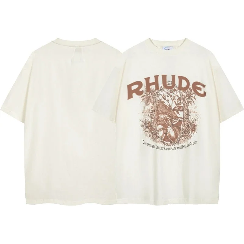 Rhude Rhude 8027 White Letter Floral Print T-Shirt White - 1